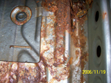 Body Work Required: Rust Repair, Passengers Side Floor Pan, Mid Portion Shown & Rocker Panel - Close View